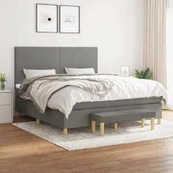 vidaXL Sommier et matelas 160x200 cm - Tissu gris foncé