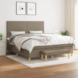 vidaXL Sommier à lattes de lit avec matelas Taupe 160x200 cm Tissu - 160 x 200 cm