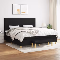 vidaXL Sommier à lattes de lit avec matelas Noir 200x200 cm Tissu 3137023
