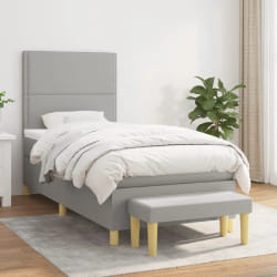 VIDAXL Sommier à lattes - Matelas à ressorts ensachés Gris clair 90x200 cm
