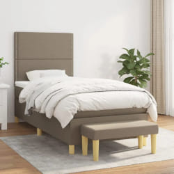 vidaXL Lit à sommier avec matelas - Taupe - 90x200 cm