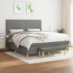 VIDAXL - Lit avec matelas 180x200 cm - Gris Foncé Tissu
