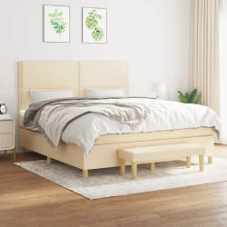 vidaXL Sommier à lattes de lit avec matelas - Crème 180x200 cm