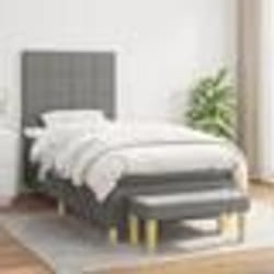 vidaXL Sommier à lattes de lit avec matelas Gris foncé 80x200 cm Tissu - 80 x 200 cm