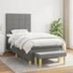 vidaXL Sommier à lattes de lit et matelas Gris foncé 90x190 cm Tissu - 90 x 190 cm
