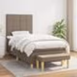 vidaXL Sommier à lattes de lit avec matelas Taupe 90x190 cm Tissu - 90 x 190 cm