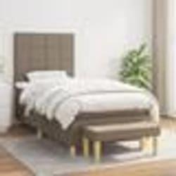 vidaXL Sommier à lattes de lit avec matelas Taupe 90x190 cm Tissu - 90 x 190 cm