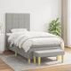 vidaXL Sommier à lattes de lit avec matelas Gris clair 90x200 cm Tissu - 90 x 200 cm