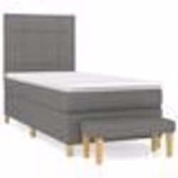 vidaXL Sommier à lattes de lit avec matelas Gris foncé 100x200cm Tissu - 100 x 200 cm