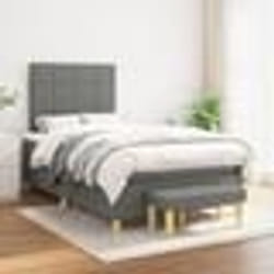 vidaXL Sommier à lattes de lit avec matelas Gris foncé 120x200cm Tissu - 120 x 200 cm
