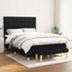 vidaXL Sommier à lattes de lit avec matelas Noir 140x190 cm Tissu - 140 x 190 cm