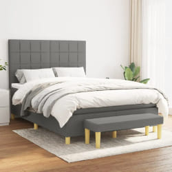 vidaXL Lit avec sommier à lattes et matelas 140x200 cm - Gris foncé