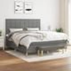 vidaXL Sommier à lattes de lit avec matelas Gris foncé 160x200cm Tissu - 160 x 200 cm