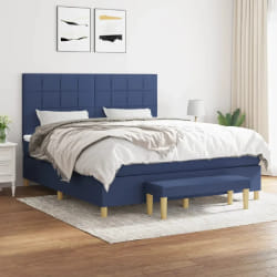 vidaXL Sommier à lattes de lit avec matelas Bleu 160x200 cm Tissu - 160 x 200 cm