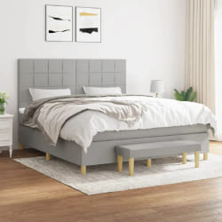 vidaXL Sommier à lattes et matelas - Gris clair 180x200 cm