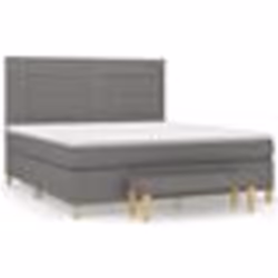 vidaXL Sommier à lattes de lit avec matelas Gris foncé 180x200cm Tissu - 180 x 200 cm