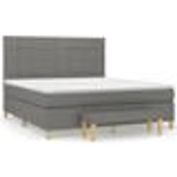 vidaXL Sommier à lattes de lit avec matelas Gris foncé 180x200cm Tissu - 180 x 200 cm