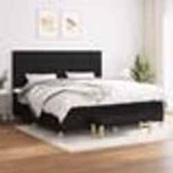 vidaXL Sommier à lattes de lit avec matelas Noir 200x200 cm Tissu - 200 x 200 cm