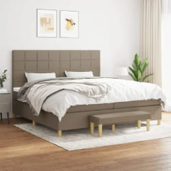 vidaXL Sommier à lattes de lit avec matelas Taupe 200x200 cm Tissu - 200 x 200 cm