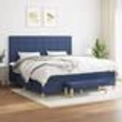 vidaXL Sommier à lattes de lit avec matelas Bleu 200x200 cm Tissu - 200 x 200 cm