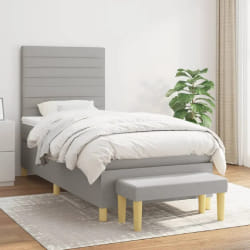 vidaXL Sommier à lattes avec matelas 80x200 cm - Gris clair