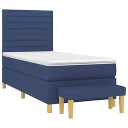 vidaXL Sommier à lattes de lit avec matelas Bleu 90x190 cm Tissu - 90 x 190 cm