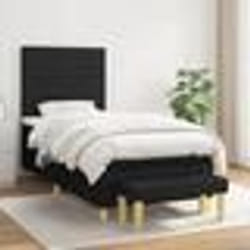 vidaXL Sommier à lattes de lit avec matelas Noir 90x200 cm Tissu - 90 x 200 cm
