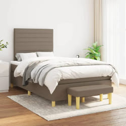 vidaXL Sommier à lattes avec Matelas - Taupe 120x200 cm Tissu