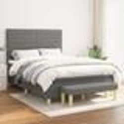 vidaXL Sommier à lattes de lit avec matelas Gris foncé 140x200cm Tissu - 140 x 200 cm