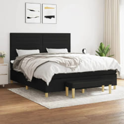 vidaXL Sommier à lattes de lit avec matelas Noir 160x200 cm Tissu - 160 x 200 cm