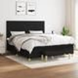 vidaXL Sommier à lattes de lit avec matelas Noir 180x200 cm Tissu - 180 x 200 cm