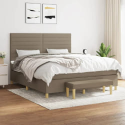 vidaXL Sommier à lattes de lit avec matelas Taupe 180x200 cm Tissu - 180 x 200 cm