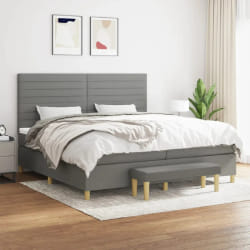 vidaXL Sommier à lattes 200x200 - Gris foncé Tissu