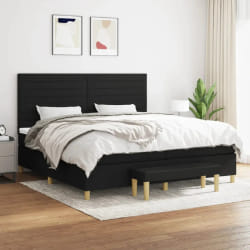 vidaXL Sommier à lattes de lit avec matelas Noir 200x200 cm Tissu - 200 x 200 cm