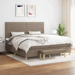 vidaXL Sommier tapissier Taupe 200x200 cm Tissu