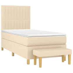 Vidaxl Sommier À Lattes De Lit Et Matelas Crème 90x190 Cm Tissu