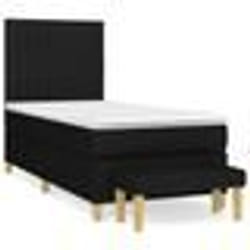 vidaXL Sommier à lattes de lit avec matelas Noir 90x200 cm Tissu - 90 x 200 cm