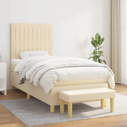 vidaXL Sommier à lattes Tissu Crème 90x200 cm