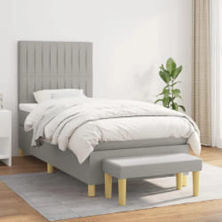 vidaXL Lit avec Sommier - Gris clair 100x200 cm