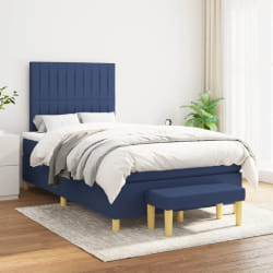 vidaXL Lit à lattes avec matelas 120x200 cm - Bleu