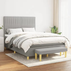 VidaXL Sommier à lattes avec matelas - Gris clair 140x190 cm Tissu