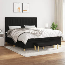vidaXL Sommier à lattes de lit avec matelas Noir 160x200 cm Tissu - 160 x 200 cm