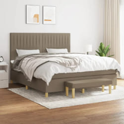 vidaXL Sommier à lattes de lit avec matelas Taupe 160x200 cm Tissu - 160 x 200 cm