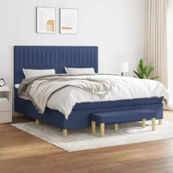 vidaXL Sommier à lattes de lit avec matelas Bleu 160x200 cm Tissu - 160 x 200 cm