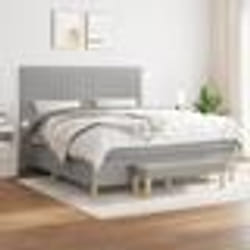 vidaXL Sommier à lattes de lit avec matelas Gris clair 180x200cm Tissu - 180 x 200 cm