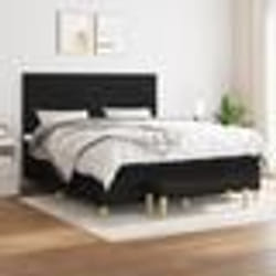 vidaXL Sommier à lattes de lit avec matelas Noir 180x200 cm Tissu - 180 x 200 cm