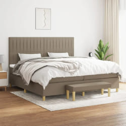 vidaXL Sommier à lattes de lit avec matelas Taupe 200x200 cm Tissu - 200 x 200 cm