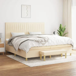 vidaXL Sommier à lattes de lit avec matelas Crème 200x200 cm Tissu - 200 x 200 cm