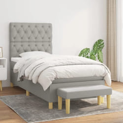 vidaXL Lit sommier à lattes avec matelas - Gris clair 80x200 cm