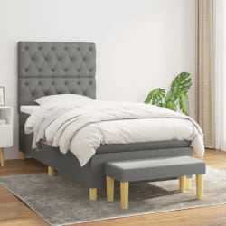 VIDAXL Sommier Matelas Gris Foncé 80x200 cm Tissu